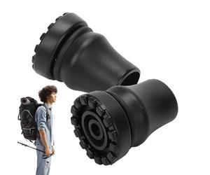 Puntas de bastón, puntas de goma de bastón, bastón antideslizante que se adapta a la mayoría de trekking y senderismo, absorción de golpes, agarre y protectores de tracción