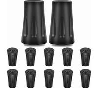 Puntas de Caucho para Bastones de Senderismo - SILENCIOSAS y Antideslizantes | Protección Universal para Trekking y Personas Mayores (Negro, 12PCS)