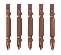Puntas de destornillador de doble extremo 65 mm SL6 Cruz y ranurado Metal Inserto Juego de destornilladores para herramientas de mano Equipo de taller Kit de hardware de grado profesional (5 piezas)