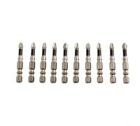 Puntas de destornillador magnéticas cruzadas en aleación de acero, 10 unidades para una conducción eficaz (50 mm)