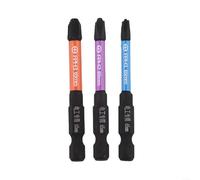 Puntas de destornillador ranuradas en cruz para uso de electricista PH1 PH2 PH3 65 mm aleación de acero magnético con fosfatado negro acabado a prueba de óxido 3 piezas