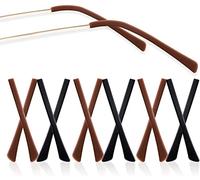 Puntas de extremo de gafas, 10 pares de calcetines antideslizantes de silicona para orejas, manga de tubo, puntas de repuesto suaves solo para gafas de sol de alambre delgado y delgado, color negro y
