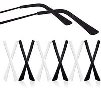 Puntas de extremo para gafas, 10 pares de calcetines de silicona antideslizantes para las orejas, manga de tubo, puntas de repuesto suaves solo para gafas de sol delgadas y delgadas - negro y blanco