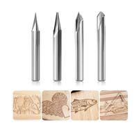 Puntas de grabado, 2 flautas rectas CNC V-bit 1/4 pulgada vástago marcado cónico grabado herramienta de enrutador para acero aluminio latón MDF madera por SILIVN - Acero de tungsteno