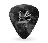 Puntas de guitarra de celuloide D'Addario Pearl para guitarra acústica, eléctrica y bajo, mediana, negra, paquete de 100