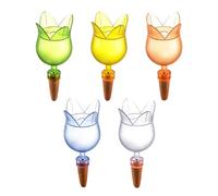 Puntas de riego automático, varillas de riego de verduras, 5 piezas, ayuda de riego en forma de flores para arriates, cactus, jardín, césped, interior y exterior, jardinería, patio trasero, cultivo de