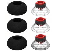 Puntas de silicona negra y espuma talla M para Plantronics - Lote de 6 | Accesorios de repuesto para auriculares Bluetooth, mantenimiento estable y aislamiento acústico, diseño flexible y lavable