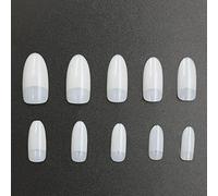 Puntas De Uñas Completas Almendra Cubierta Acrílico Transparente Y Natural Postizas 500 Piezas 10 Tamaños Con Bolsa Almendra Mediana