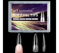 Puntas de uñas cuadradas transparentes para acrílico profesional de almendras largas, puntas de extensión falsas, 240 piezas de suministros profesionales de salón de uñas