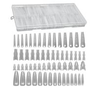 Puntas De Uñas De Ataúd - Diseño De Cubierta Completa De ABS Transparente Fuerte, Herramienta De Belleza Flexible, Extensiones De Modelado Rápido, Acabado Natural De Larga Duración Para Juegos De Pedi