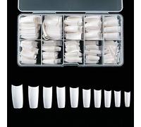 Puntas de uñas postizas acrílicas francesas, 500 piezas de uñas postizas artificiales en forma de uñas postizas de 10 tamaños con estuche para salones de arte de uñas y bricolaje en casa (blanco)