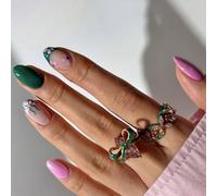 Puntas de uñas postizas de almendra en palo, para mujeres y niñas, regalos acrílicos en uñas transparentes