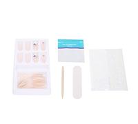 Puntas de uñas postizas degradadas, uñas postizas de colores terminadas, juego de uñas artificiales a presión, 24 piezas con pegamento de gelatina, lima de uñas en palo de madera (F745-3)