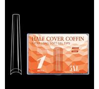 Puntas de uñas transparentes extra largas 5XL para acrílico profesional, 180 unidades, cubiertas completas, estilos franceses, manicura, arte extremo, puntas de uñas largas