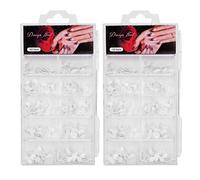 Puntas de uñas Uñas postizas Puntas de uñas artificiales 200PCS Uñas postizas blancas en forma de media luna para extensión de uñas Manicura DIY en el salón de casa Material ABS