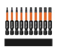 Puntas Torx para Atornillador, 10 Puntas Destornillador Torx 50mm Largo 1/4» Eje Hexagonal con Memoria de Base, T10/T15/T20/T25/T30/T40 Juego de Puntas Elementales