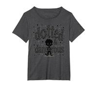 Punteado & Peligroso: Juguetón Troublemaker Cartoon Boy Camiseta, Mujer Tallas Grandes, Jaspeado Oscuro, 1XL Grande