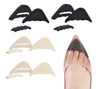 Puntera insertos de pie para zapatos demasiado grandes, 4 pares, ajustables.