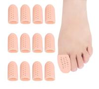 Punteras de gel para dedos gordos, protectores de dedos de gel para hombres y mujeres, transpirables con agujeros, uñas encarnadas en relieve, callos, callosidades, ampollas-12PCS-12beiL