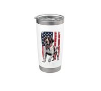 Puntero alemán de pelo corto - Bandera estadounidense envejecida Vaso térmico de acero inoxidable de doble pared
