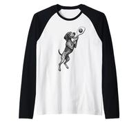 Puntero alemán de pelo corto jugando al pickleball perro deportivo Camiseta Manga Raglan