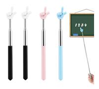 Puntero Extensible para Profesores - Set de 4 Varillas de Presentación Telescópicas de Acero Inoxidable - Ideal para Aula Infantil y Primaria - Negro, Rosa y Azul