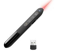 Puntero Láser Rojo Inalámbrico para Presentaciones, Presentador USB 2.4GHz con Control Remoto de Diapositivas para PowerPoint, Keynote, Google Slides y PDF, Windows y Mac