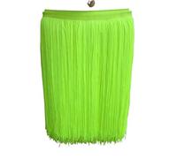 Puntilla de Flecos Falda Decorativa, Lote de 10 yardas de 30 cm de largo de borlas de poliéster con flecos de encaje africano for coser accesorios de ropa de vestir latinos(Fluorescent yellow,10yards)