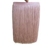 Puntilla de Flecos Falda Decorativa, Lote de 10 yardas de 30 cm de largo de borlas de poliéster con flecos de encaje africano for coser accesorios de ropa de vestir latinos(Bean pink,10yards)