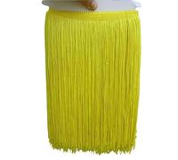 Puntilla de Flecos Falda Decorativa, Lote de 10 yardas de 30 cm de largo de borlas de poliéster con flecos de encaje africano for coser accesorios de ropa de vestir latinos(Yellow,10yards)