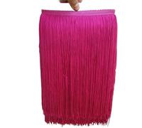 Puntilla de Flecos Falda Decorativa, Lote de 10 yardas de 30 cm de largo de borlas de poliéster con flecos de encaje africano for coser accesorios de ropa de vestir latinos(Rose,10yards)