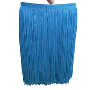Puntilla de Flecos Falda Decorativa, Lote de 10 yardas de 30 cm de largo de borlas de poliéster con flecos de encaje africano for coser accesorios de ropa de vestir latinos(Lake Blue,10yards)