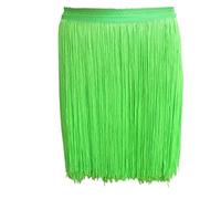 Puntilla de Flecos Falda Decorativa, Lote de 10 yardas de 30 cm de largo de borlas de poliéster con flecos de encaje africano for coser accesorios de ropa de vestir latinos(Fluorescent green,10yards)