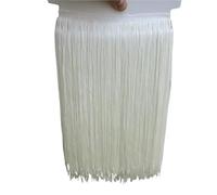 Puntilla de Flecos Falda Decorativa, Lote de 10 yardas de 30 cm de largo de borlas de poliéster con flecos de encaje africano for coser accesorios de ropa de vestir latinos(Beige,5yards)