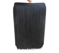 Puntilla de Flecos Falda Decorativa, Lote de 10 yardas de 30 cm de largo de borlas de poliéster con flecos de encaje africano for coser accesorios de ropa de vestir latinos(Black,10yards)