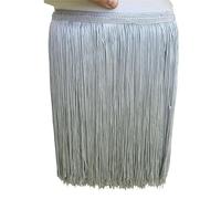 Puntilla de Flecos Falda Decorativa, Lote de 10 yardas de 30 cm de largo de borlas de poliéster con flecos de encaje africano for coser accesorios de ropa de vestir latinos(Gray,10yards)