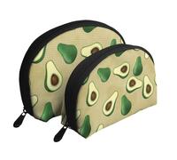 Punto Aguacate Marrón, Bolsa de Maquillaje de Concha, Monedero pequeño para Mujer, Bolsa de artículos de tocador, Bolsa de cosméticos, 2 Piezas