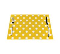 Punto Amarillo,Juego de 6 manteles Individuales Lavables de PVC para Mesa de Comedor, Resistentes al Calor, 30x45 cm.