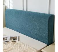 Punto Cabecero Cama 180 con patrón de hojas 3D tamaño completo elástica a prueba de polvo protectora Fundas Cabeceros para decoración de dormi Hojas - Azul COMPLETO: 110-130 cm/43-51 pulgadas