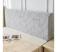 Punto Cabecero Cama 180 con patrón de Hojas 3D tamaño Completo elástica a Prueba de Polvo Protectora Fundas Cabeceros para decoración de dormi Geométrico - Gris Completo: 110-130 cm/43-51 Pulgadas