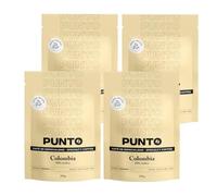 PUNTO - Café Colombia en Grano - Pack 4 x 250 g - Café de Especialidad - Tueste Medio - 100% Arábica - Notas Afutadas, Azúcar de Caña y Cacao - Acidez Balanceada - Cuerpo Medio