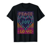 Punto de Cruz de corazón, Punto de Aguja navideño, Paz alegría y Amor Camiseta