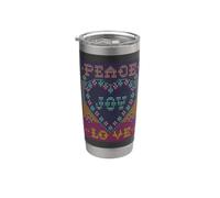 Punto de cruz de corazón, punto de aguja navideño, paz alegría y amor Vaso térmico de acero inoxidable de doble pared