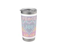 Punto de cruz de corazón, punto de aguja navideño, paz alegría y amor Vaso térmico de acero inoxidable de doble pared