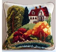 Punto De Cruz Funda De Paisaje 45X45Cm Parte Trasera De Cojín Incluida, Lienzo Preimpreso, Hilo Y Aguja Incluidos, Diy Bordado Creativo Regalo Cross Stitch