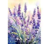 Punto de Cruz, Hermosas flores de lavanda púrpura, F Patrones Cuadros para Hacer en Punto de Cruz Kit Completo Hilo Y Tela Contado Principiantes Niños Kit Bordado