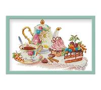 Punto de Cruz Kit Completo Cocina 11CT con Patrón Impreso 40cmX50cm Completo con Hilos, Agujas y Tela - Arte de Bordado para Principiantes y Expertos - Ideal para Decoración del Hogar y Regalos