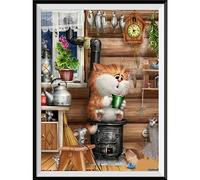 Punto De Cruz Paisaje, Kit Punto De Cruz Con Hilos Y Tela Esquemas Tela Impresa, Gato De Corte Animal Patrones Cuadros Para Hacer En Punto De Cruz Kit Completo Hilo Y Tela Contado Principiantes Niño