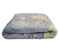 Punto de felpa, peluche que brilla en la oscuridad con estampado, Extraterrestres 50 x 170 cm