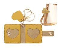 Punto de llave foto - Plaza de llaves de fotos | Llavero de imagen con cuero de PU | De Almacenamiento Fácil De Abrir Fotos De Llavero Para San Valentín De Boda Y Accesorios De Celle, amarillo